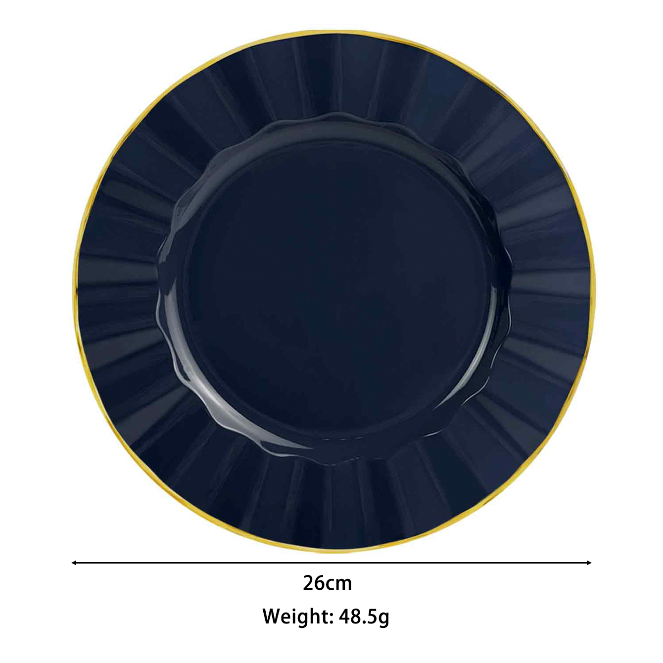 Wholesale 9 inch Dark Blue and Gold Plastic Plates Manufacturer