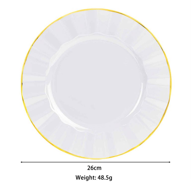 9 inch white and Gold Plastic Plates