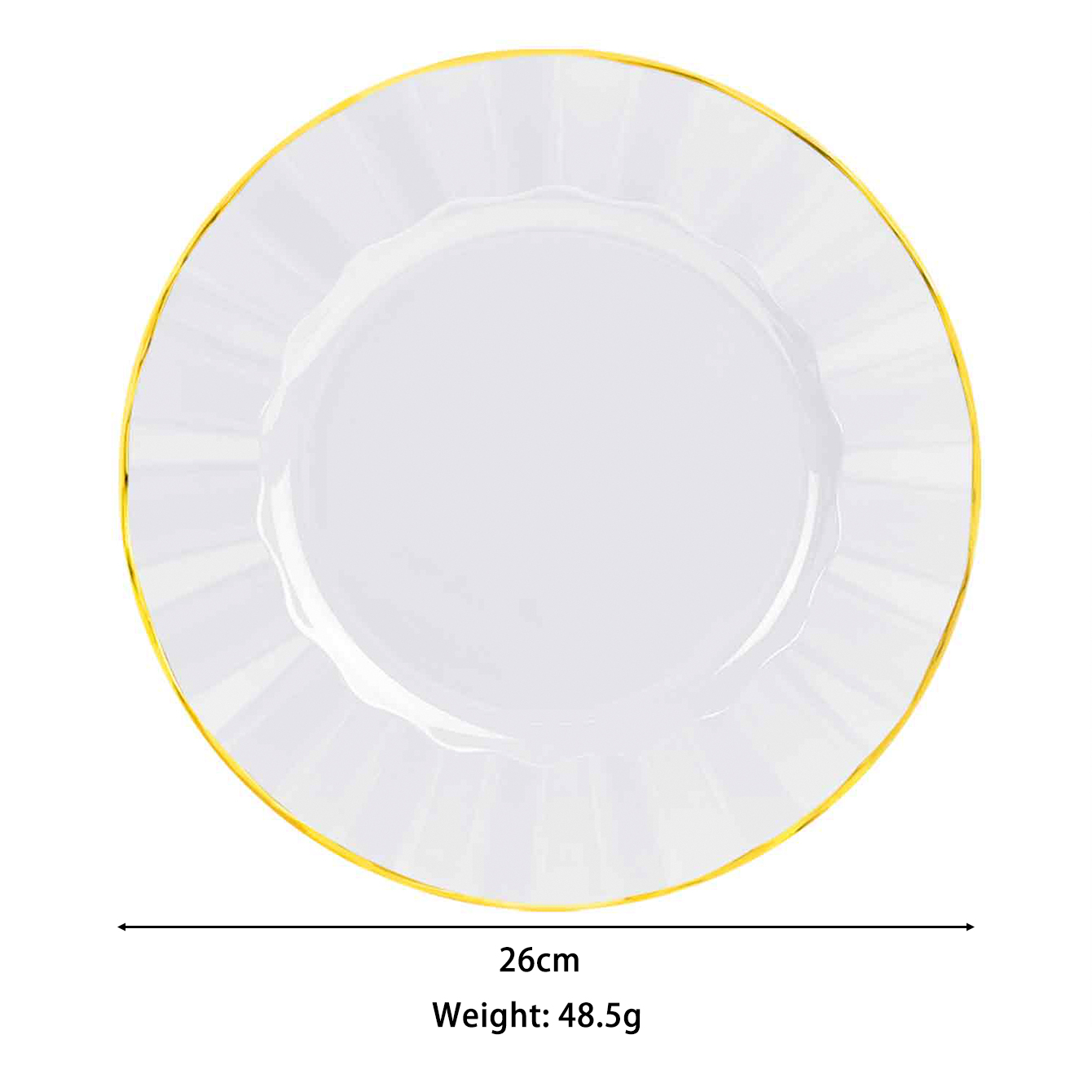 Wholesale 9 inch white and Gold Plastic Plates Manufacturer