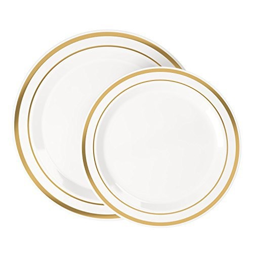 Gold Plastic Plates Disposable White and Gold Plastic Plates