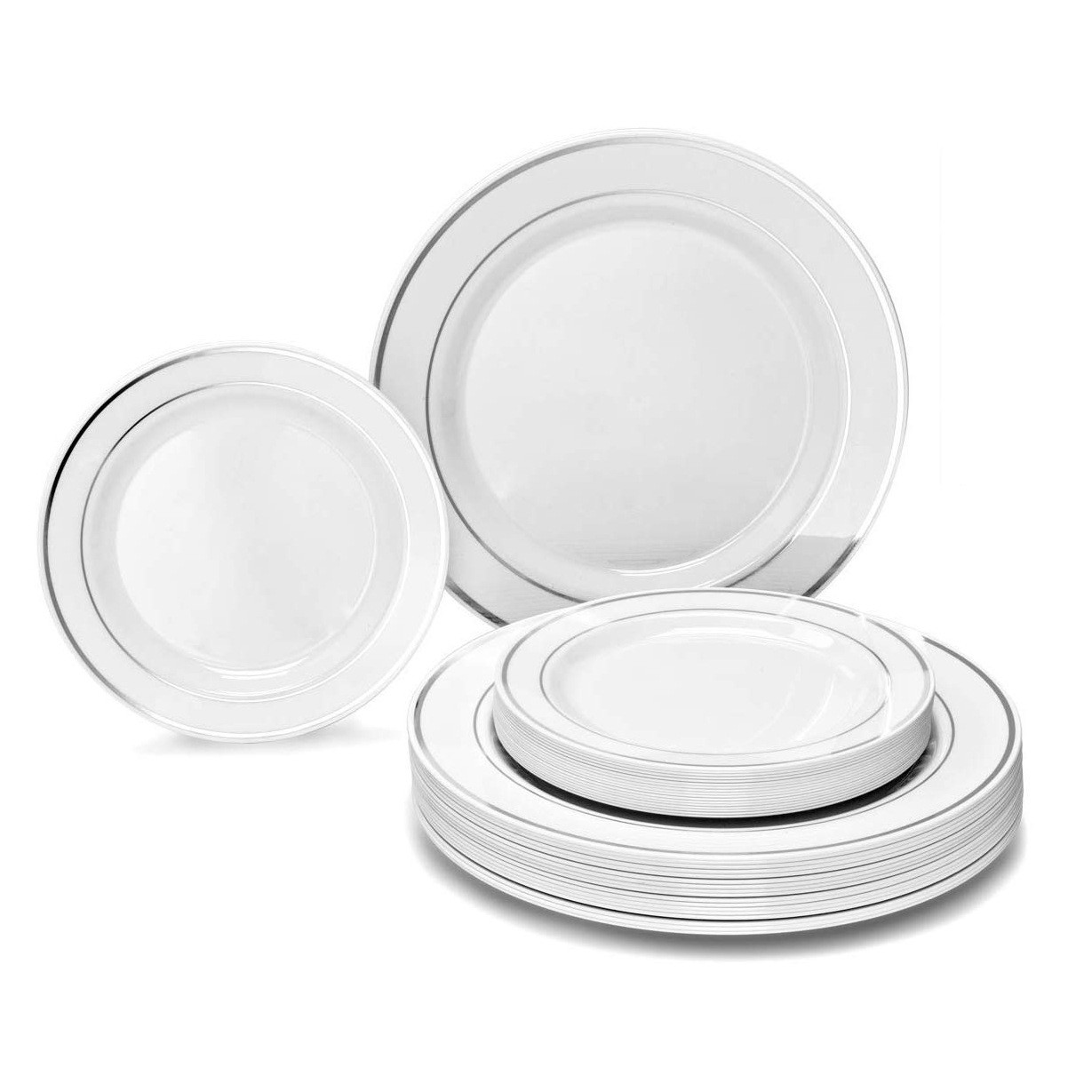Wholesale SilverPlastic Plates Disposable, White and Gold Plastic Plates Manufacturer