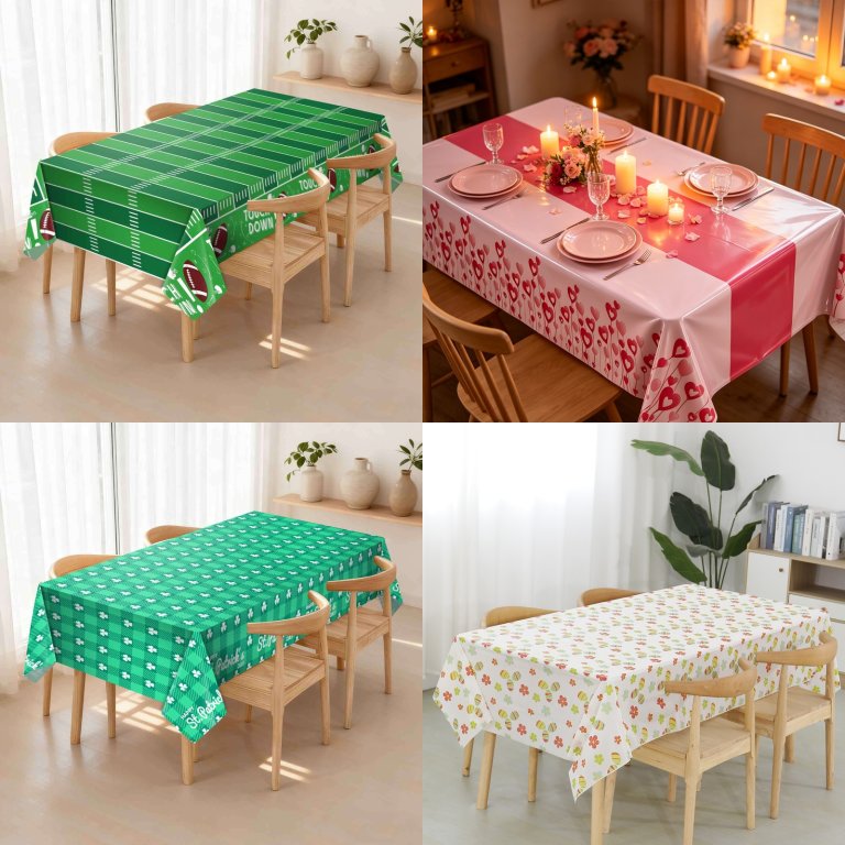 2027 holiday printed plastic tablecloths - Super Bowl Valentine St Patrick Easter