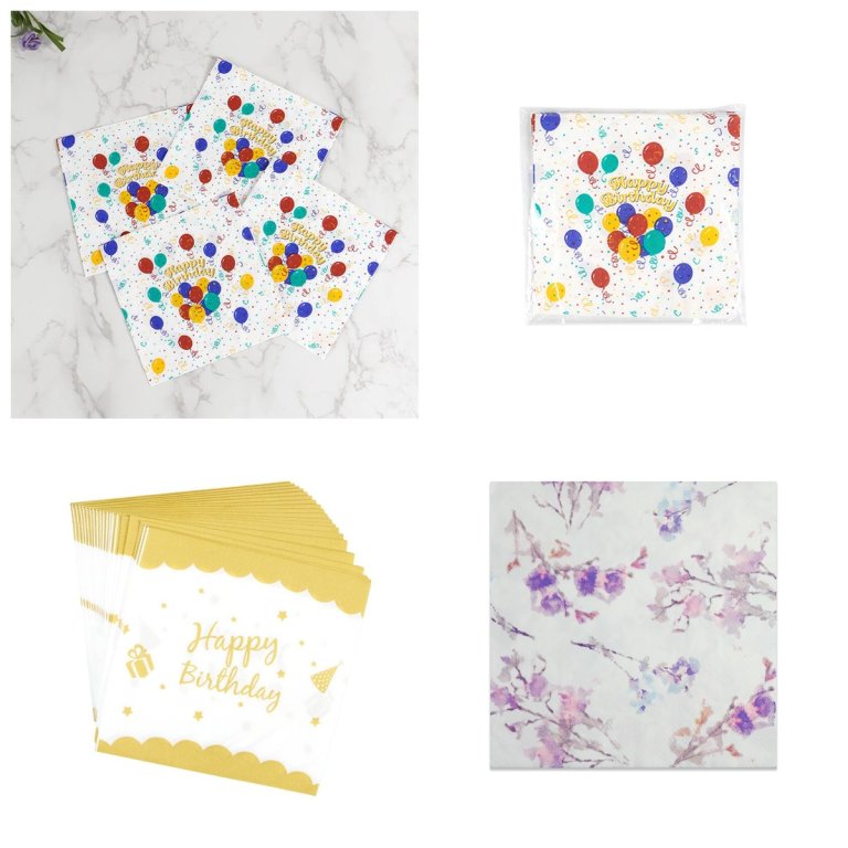 Bulk printed paper napkins for party and catering supplies - 2-ply napkin range