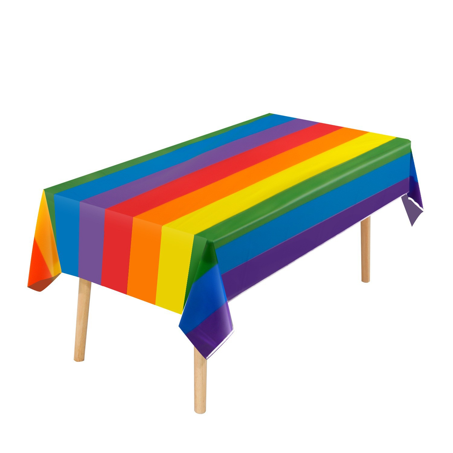 rainbow stripe printed plastic tablecloth custom spot colour print