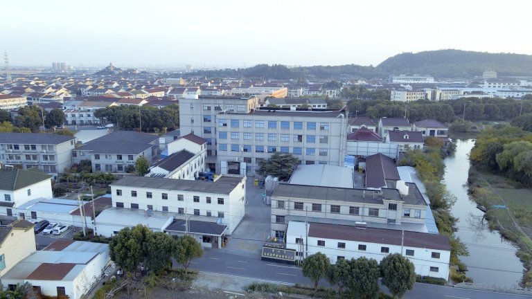 The factory area and surrounding industrial zone, aerial view