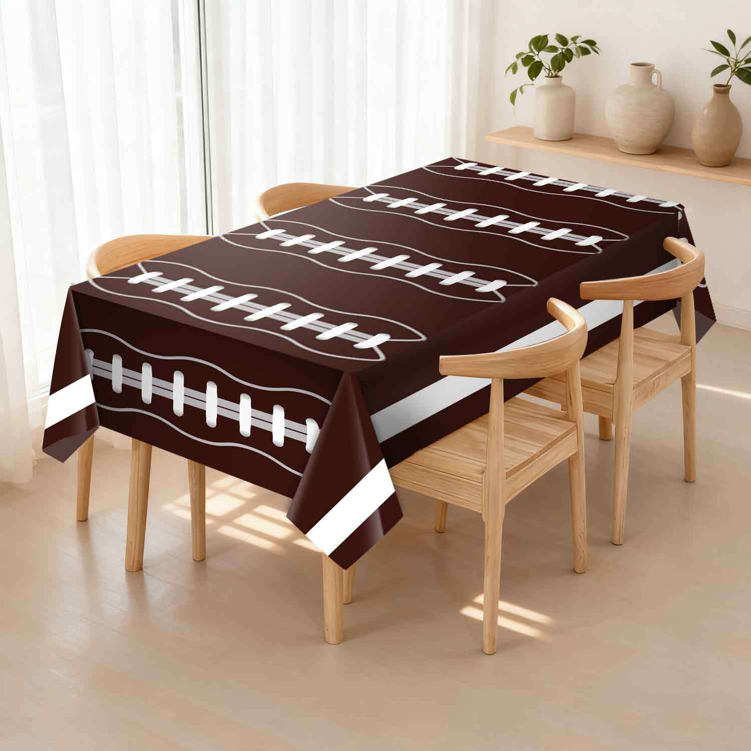 American football pattern printed plastic tablecloth for game day parties