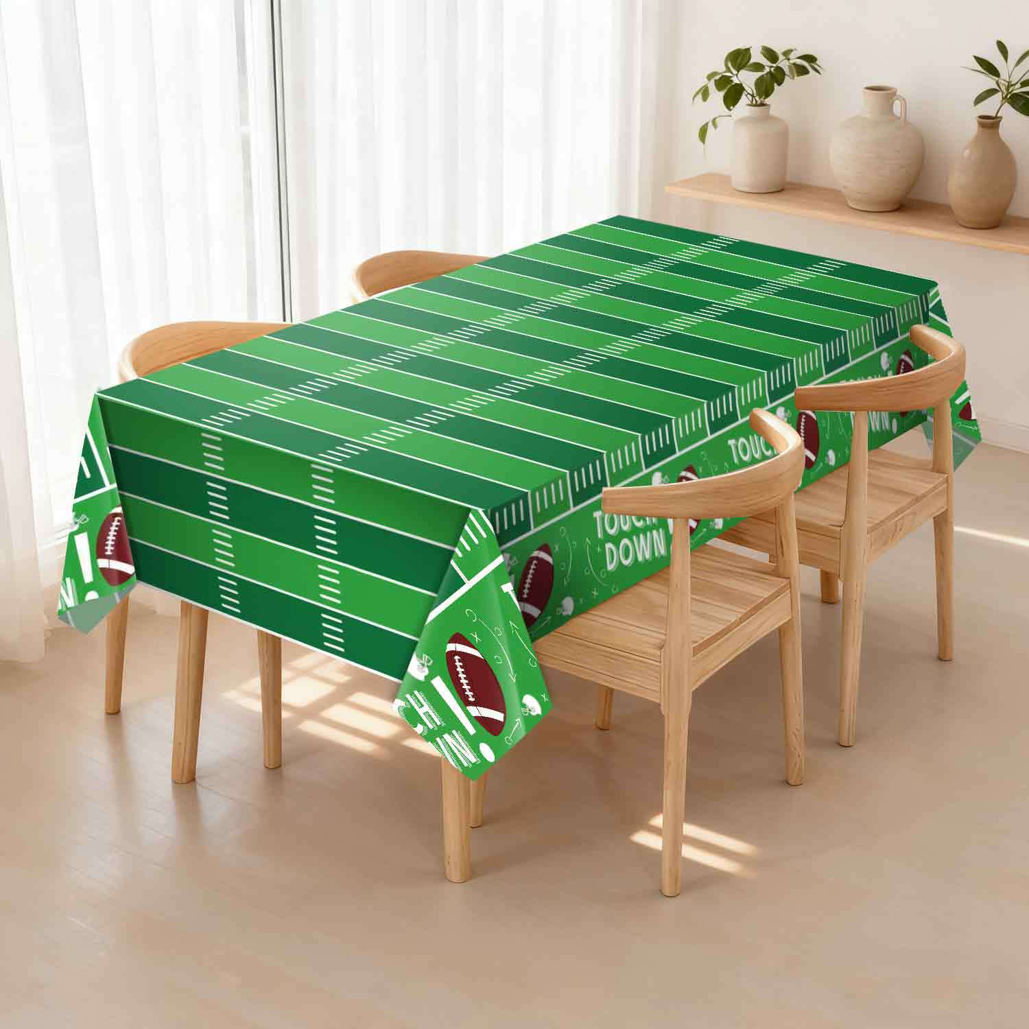 Super Bowl football field printed plastic tablecloth wholesale