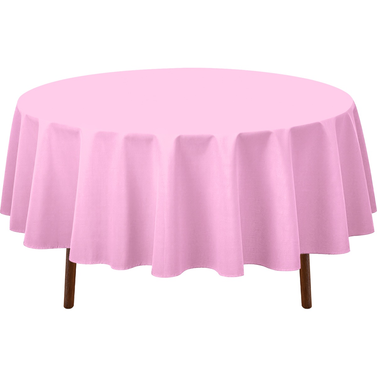 pink solid colour round plastic tablecloth cover